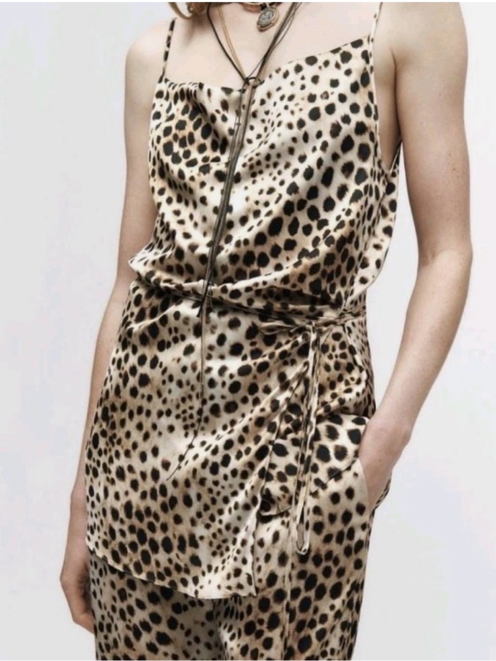 NEW Zara animal print satin camisole top size S small